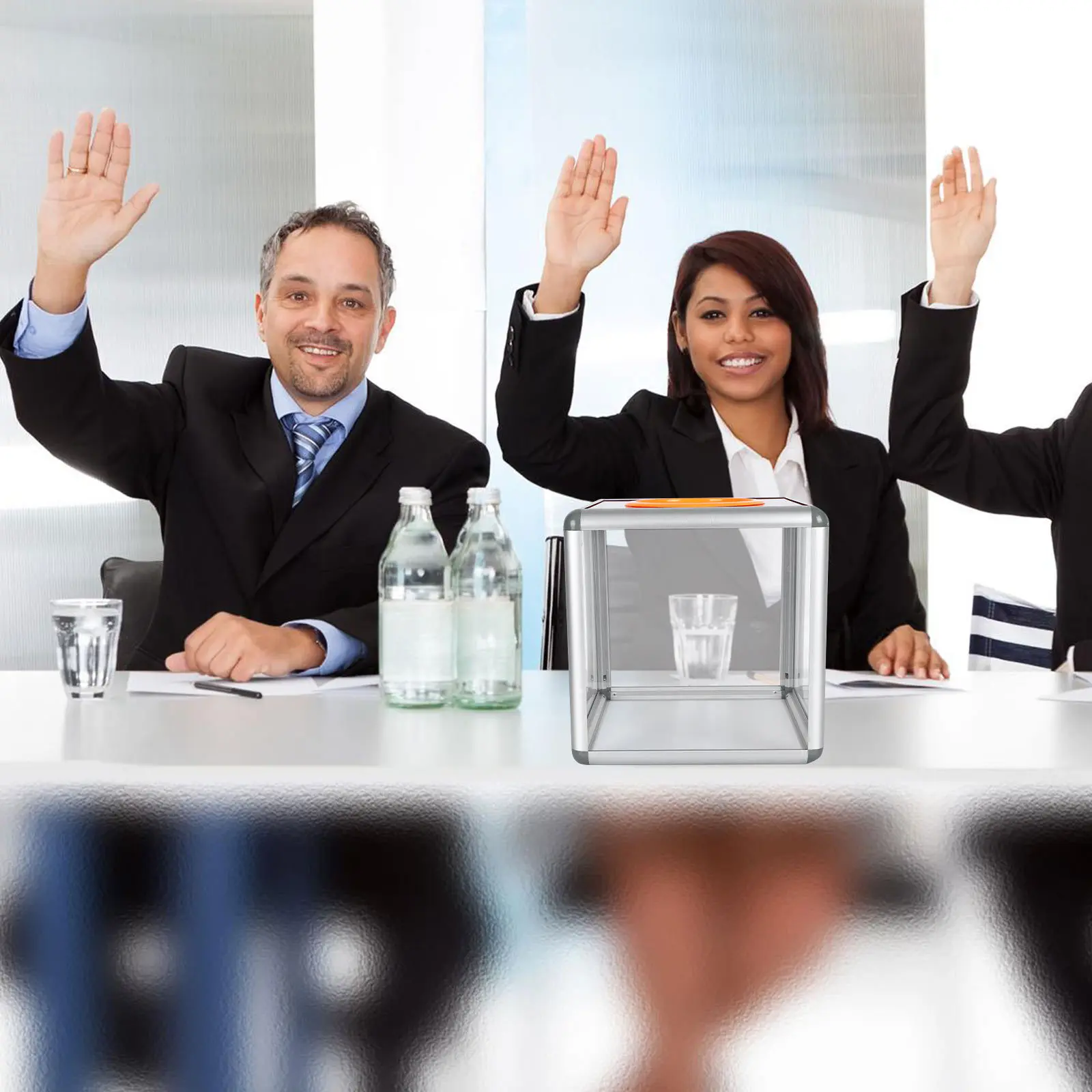 1 قطعة صندوق اليانصيب الشفاف صندوق سحب قابل للقفل لتخزين التبرع الخيرية #4