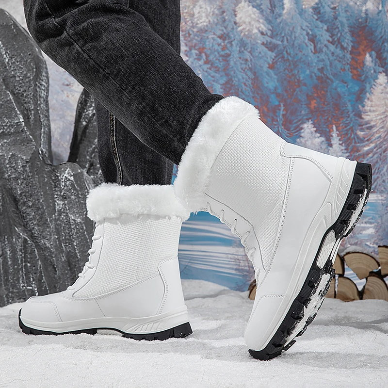 Winter High Top Men Snow Boots Outdoor Waterproof Non-slip Hiking Boots Lightweight Warm Man Cotton Boots High Quality Men Shoes - view 6