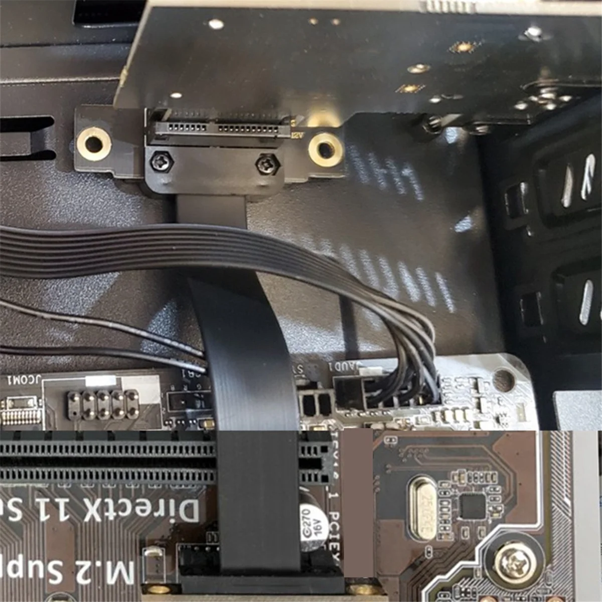 PCI-E 3.0 1X kartu grafis kecepatan penuh, kabel ekstensi mendukung NIC Sound Card multifungsi, kartu USB nyaman, 180 °