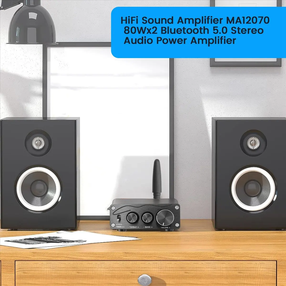 

Усилитель звука HiFi A19Z MA12070 80Wx2 с Bluetooth 5.0, стереоусилитель мощности для домашнего кинотеатра и караоке, черный