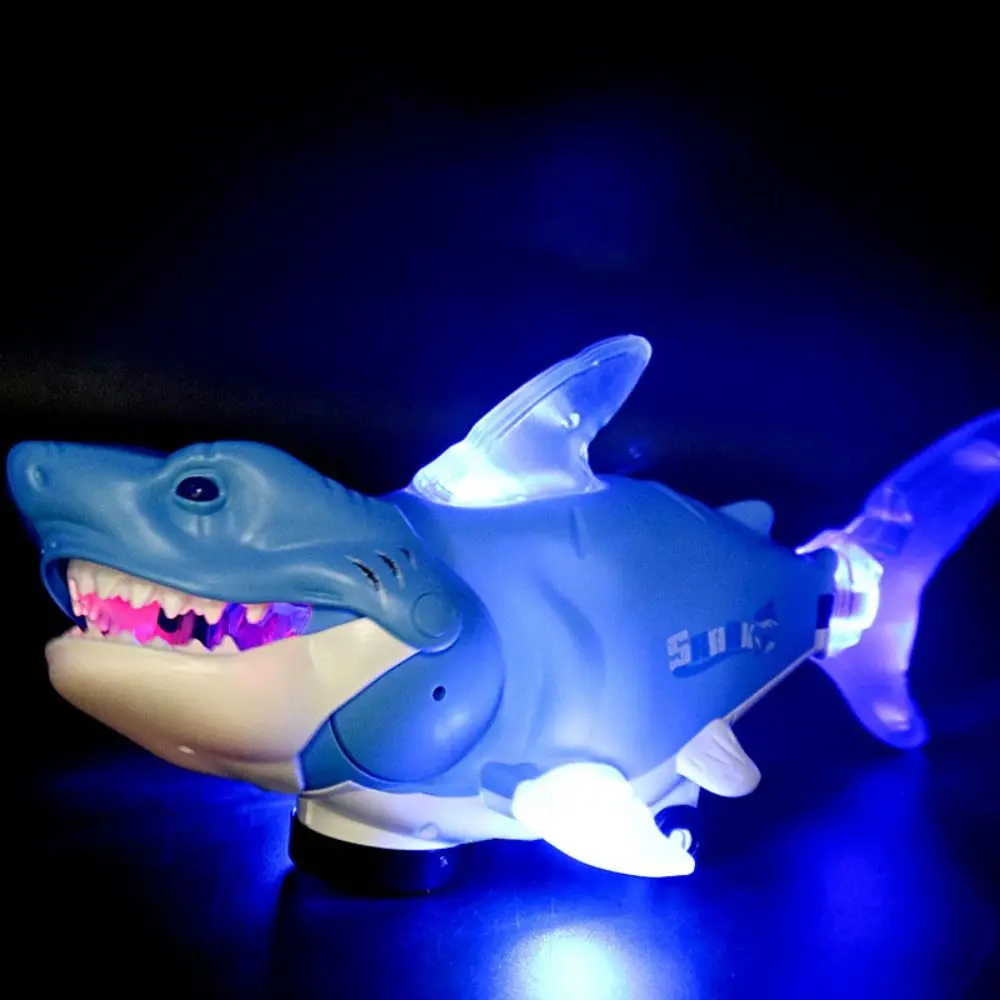Plastic Swinging Shark Toy with Sound Simulation Crawling Interactive Shark Toy Light Swinging Swaying Fish Toys Kids Toddlers