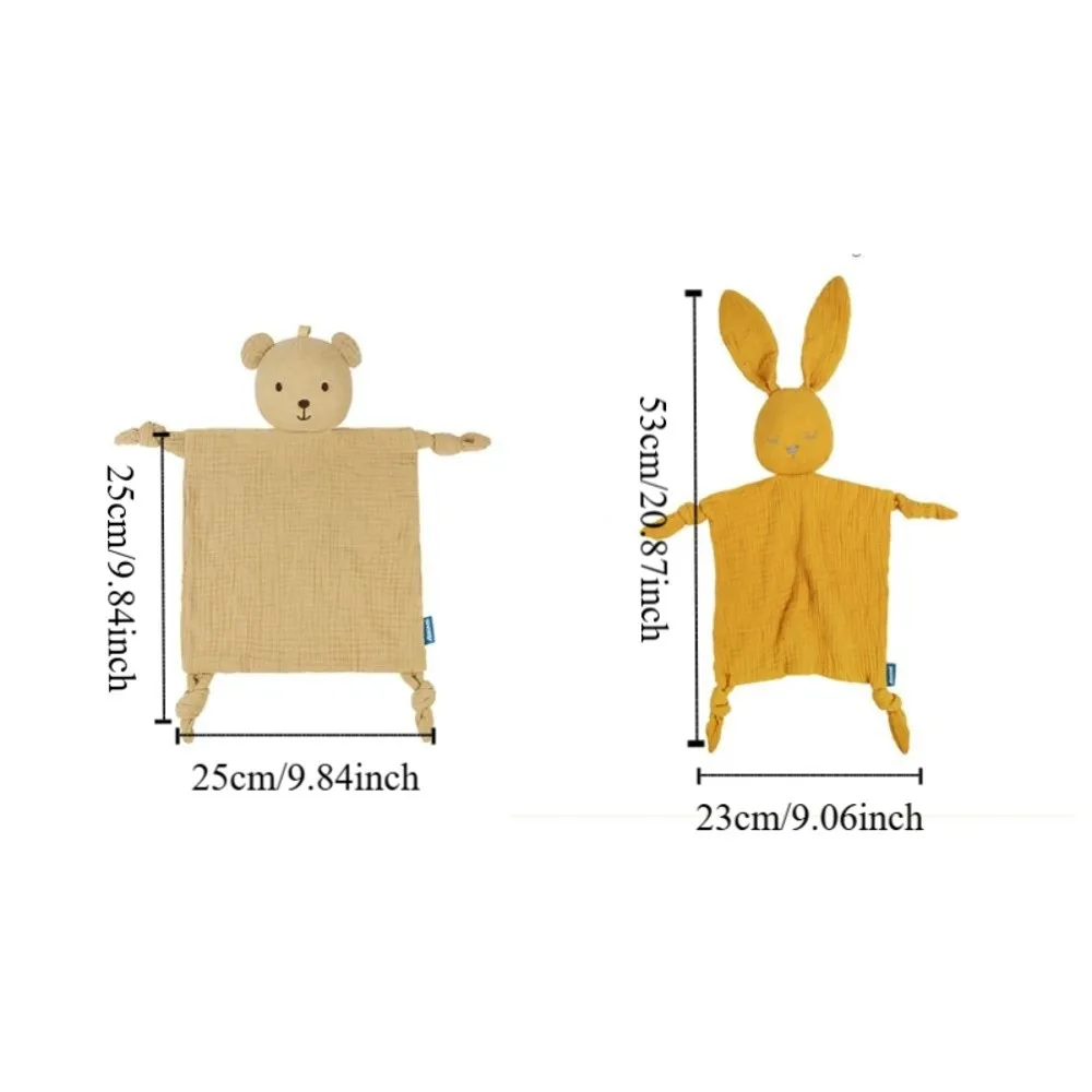 Bonito macio bebê algodão gaze cobertor orelhas de coelho brinquedo sensorial acalmar apaziguar toalha bonito boneca dos desenhos animados lenço crianças sono