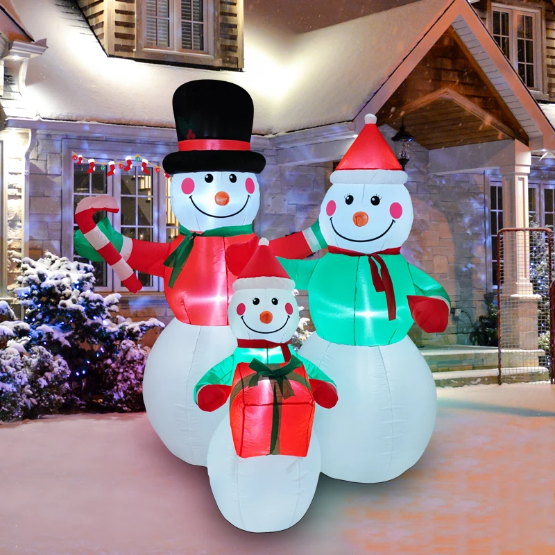 1.8M/5.9FT Inflatable Snowman Family Candy Cane Lights LED Home Decorations Toys Yard Xmas Ornaments Holiday Decor Supplies