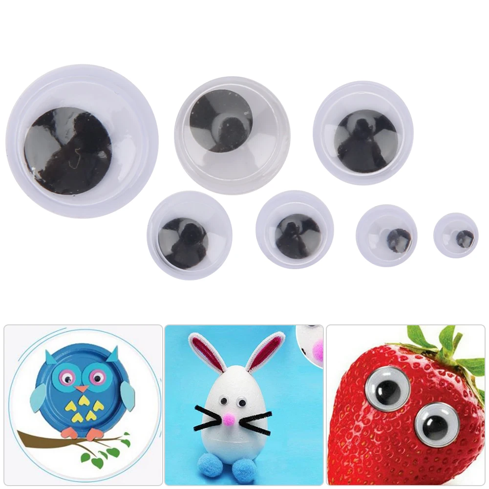 DIY Handcraft Accessories 800Pcs Mixed Size Movable Plastic Wiggle Eyes 4-12mm Black White Toy Eyeball Parts