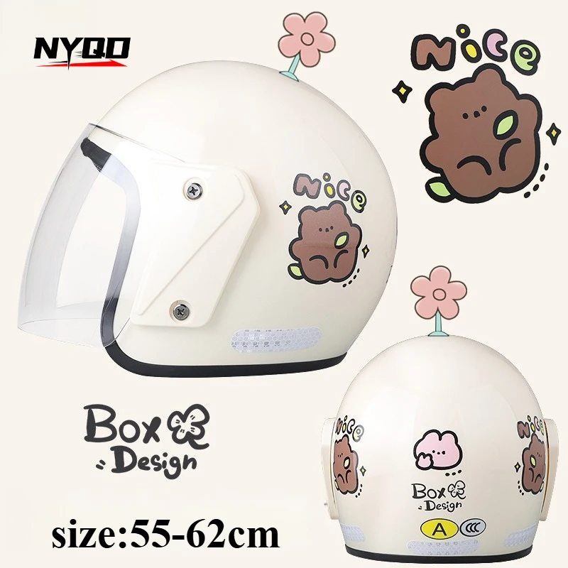 

Cool Cute Cartoon Motorcycle Half Helmet 3/4 Adult for Open Face Fashion Helmets Sun Visor Helmet Motorcycle Motorbike