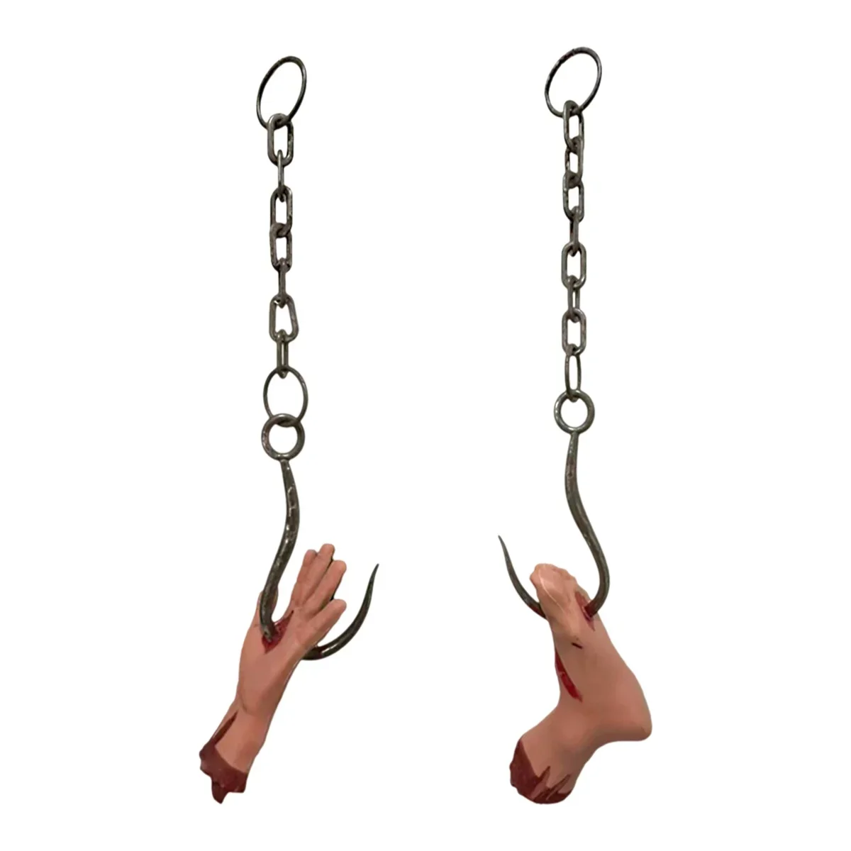 Spooky Haunted House Hanging Prop, Simulated Iron Chain Hook with Hand Foot Model, Halloween Courtyard Party Decoration