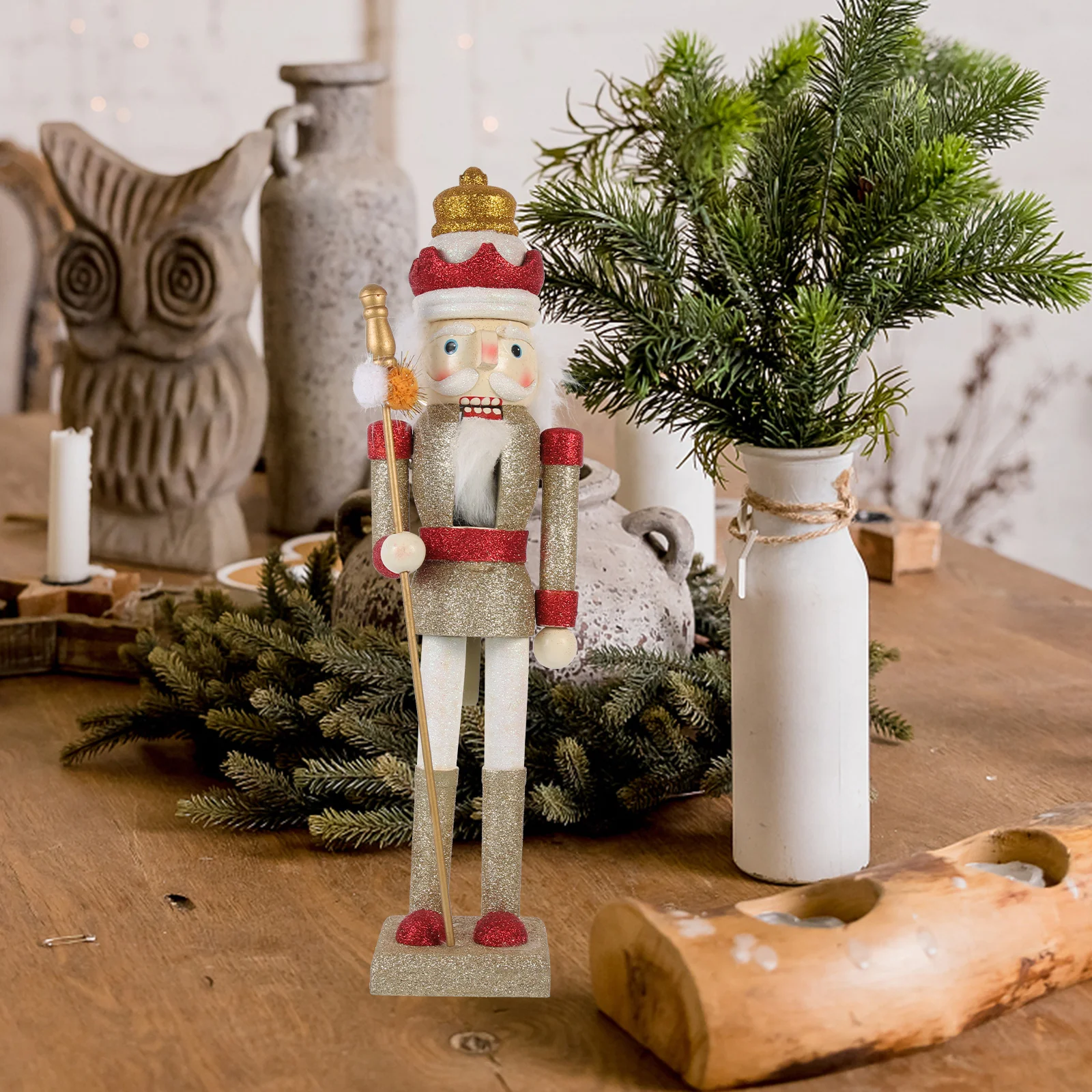 

Premium Wood Nutcracker Ornament for Christmas Holiday Home Decor Living Room Bedroom Office Table Top Decoration