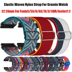 20 22 26mm Elastic Woven Nylon Loop Strap For Garmin Fenix 7 7X 6X 6s 6 Pro 5 5s 5X Plus 3HR 945 Epix Gen 2 Enduro Quickfit Band