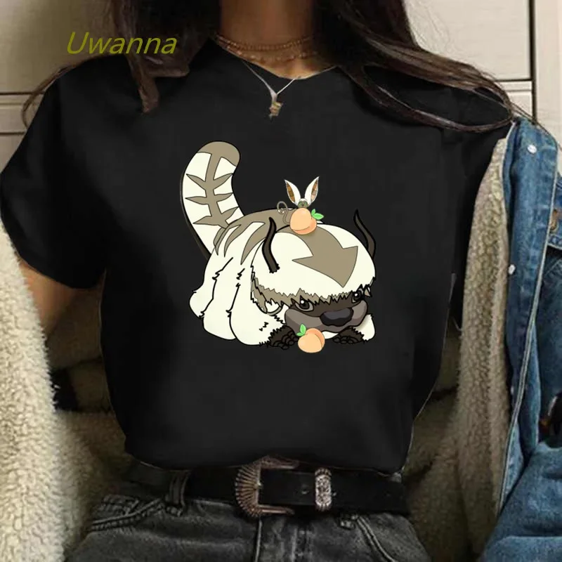 Anime Avatar T-shirt Women Printed Kawaii Appa and Momo Tshirt Cartoon Graphic Tee Short Sleeve Funny Female Tops Clothes