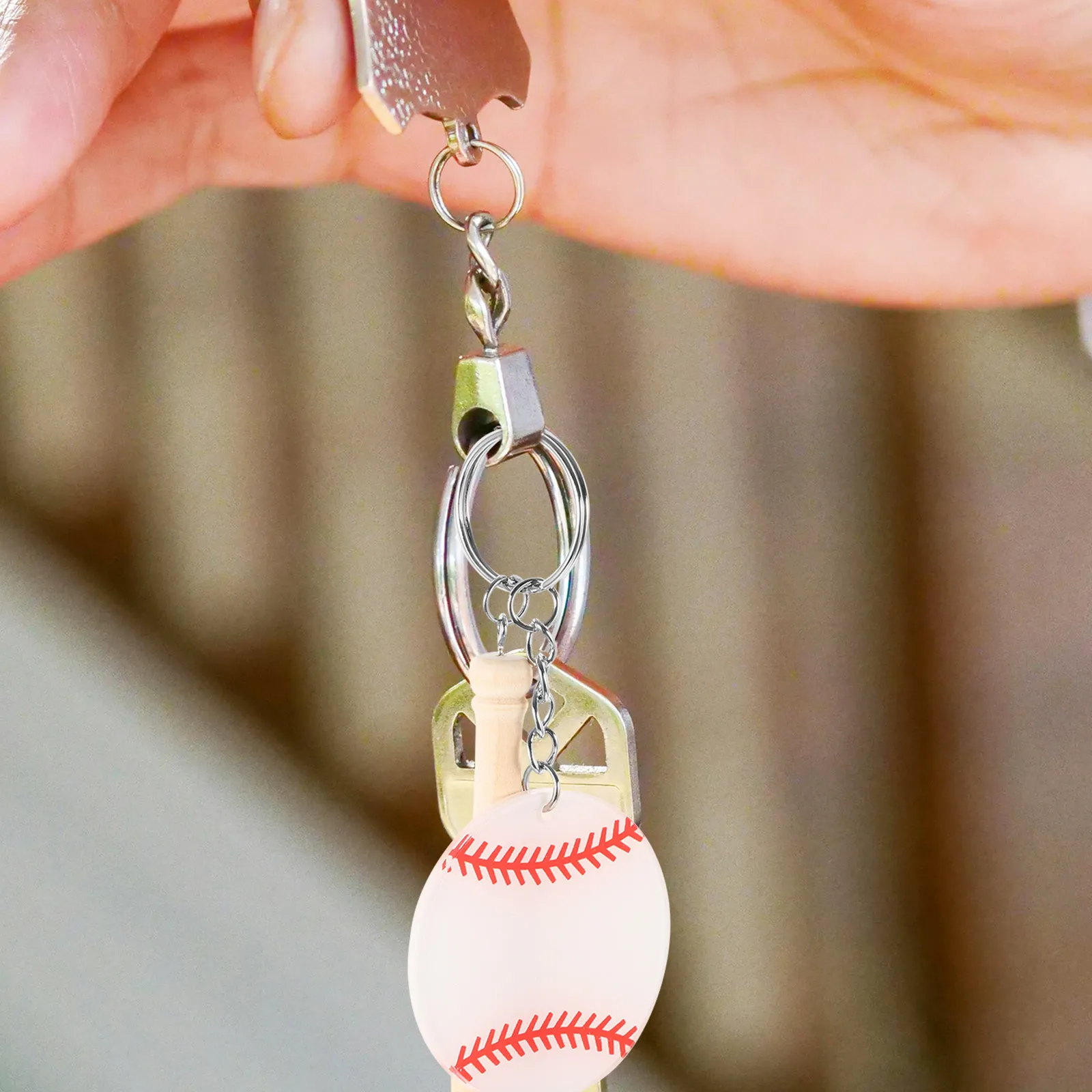 10Pcs Baseball Key Chains Wood Acrylic Stylish Bag Pendant Softball Keychain Accessories for Backpack Sports Gifts