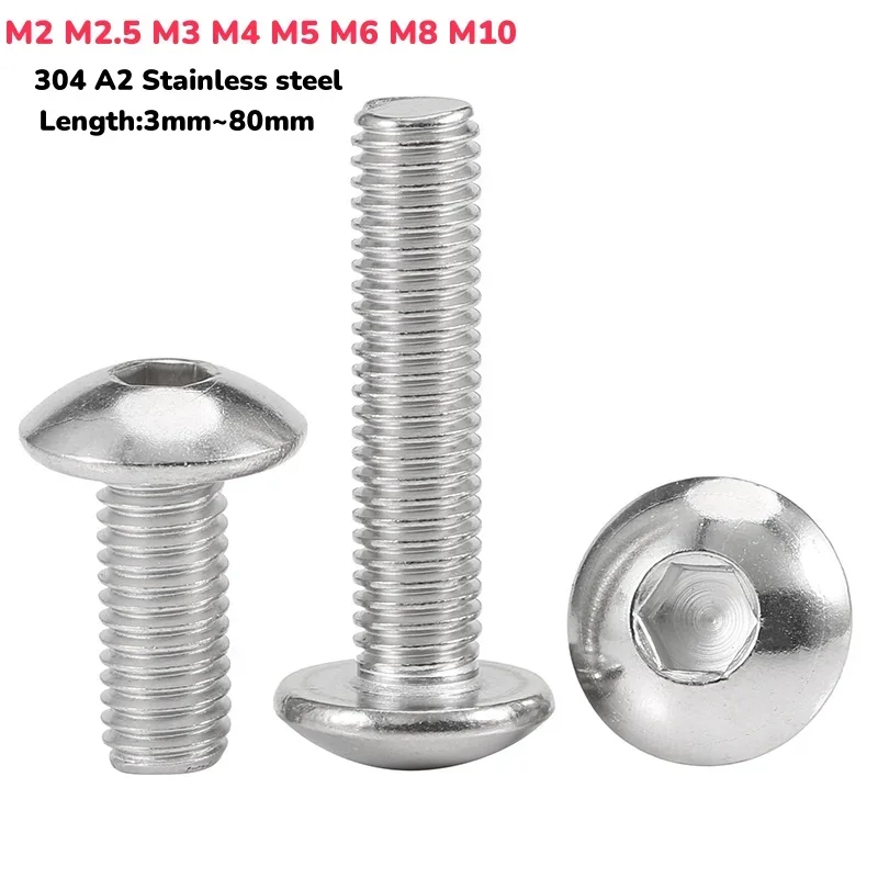 304 A2 Stainless Large Flat Head Hexagon Socket Screws Bolt M2M2.5M3M4M5M6M8M10 for Motorcycle Scooter ATV Moped Plastic Cover