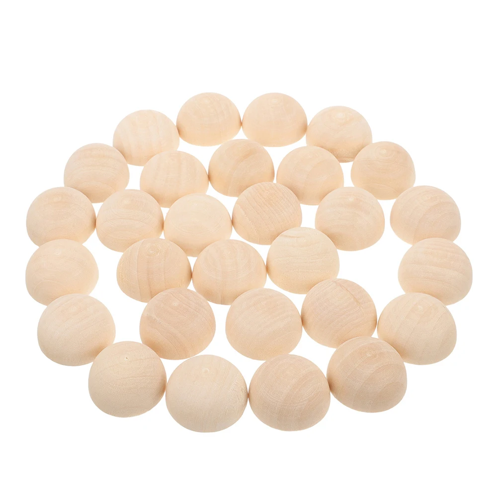 

100pcs Wooden Decorative Balls Hemisphere Craft Unfinished Natural Beads for DIY Jewelry Home Decoration Projects