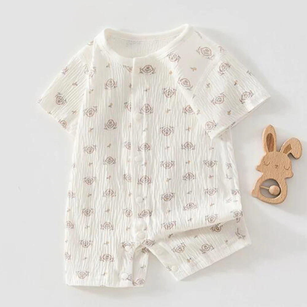 Baby Boy Romper Short Sleeve Cotton Cute Pattern Summer Baby Girls Clothing Thin Lightweight Unisex Infant Jumpsuit