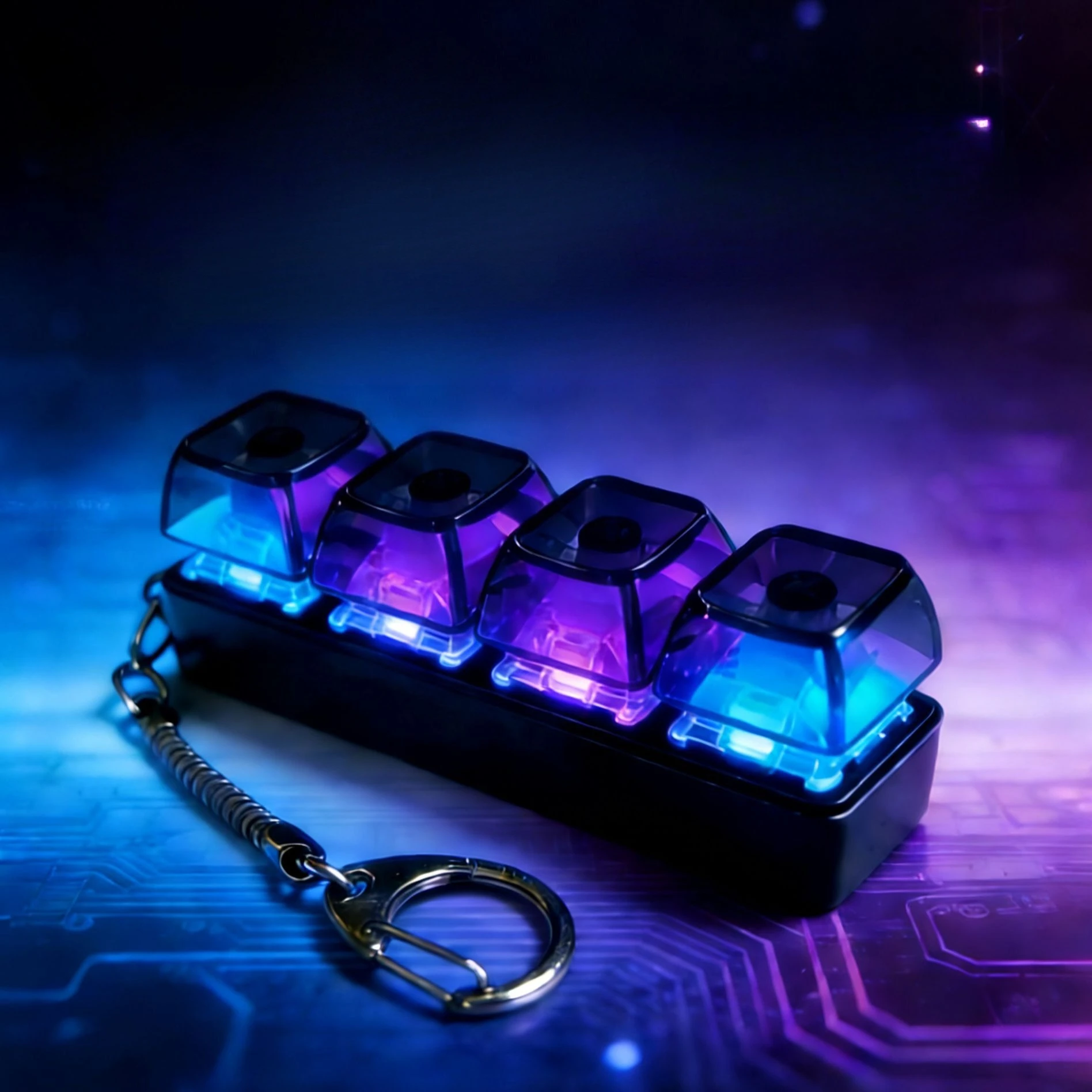Keyboard Fidget Keychain,Keyboard Button Finger Clicker for Anxiety Relief, Transparent Lights Clicker Fun Style Charm Key Chain