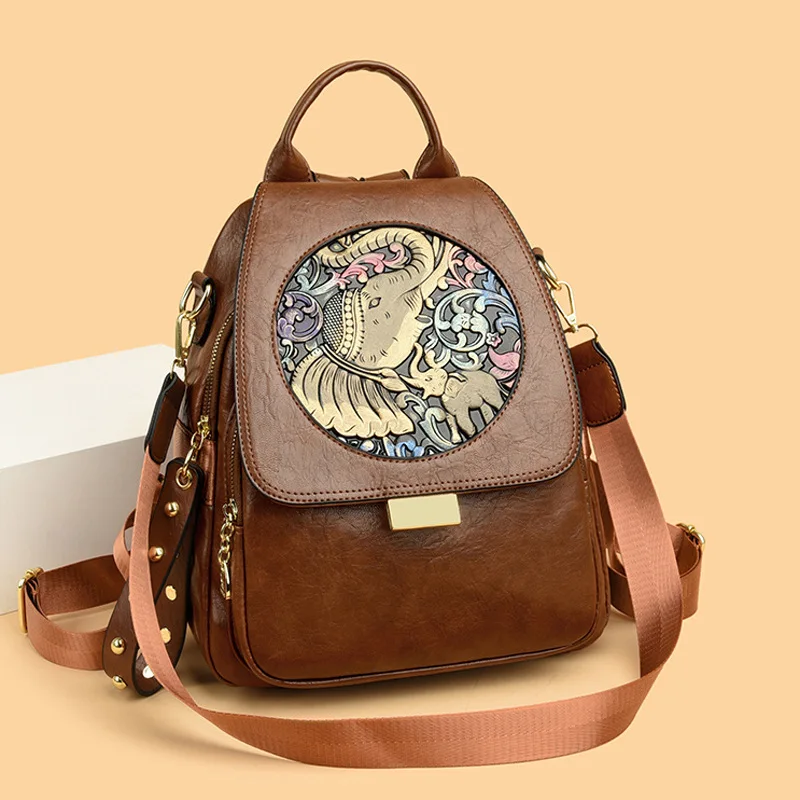 

Retro Floral Emed Elephant Women's Bapa Casual Lightweight Trendy Street Sle Summer 2025 Daily Use Chinese Origin