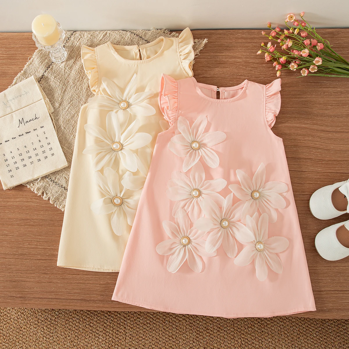 9 Months To 4 Years Summer New Baby Girl Dress Sweet Flower Sleeveless Baby Girl's Birthday Princess Dress Children's Clothing