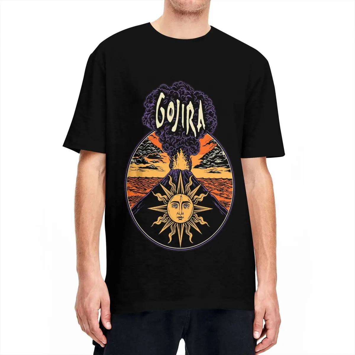 Men T-Shirt Gojiras Music Heavy Metal T-Shirts Hip Hop Humor Beach Tee Shirt Y2K Basic Custom Logo Cotton Tops Gift Idea