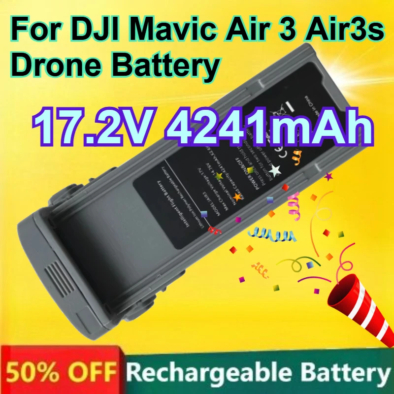 

17.2V 4241mAh Large Capacity Rechargeable Battery for DJI Mavic Air 3 Air3s Drone Battery Intelligent Flight Battery