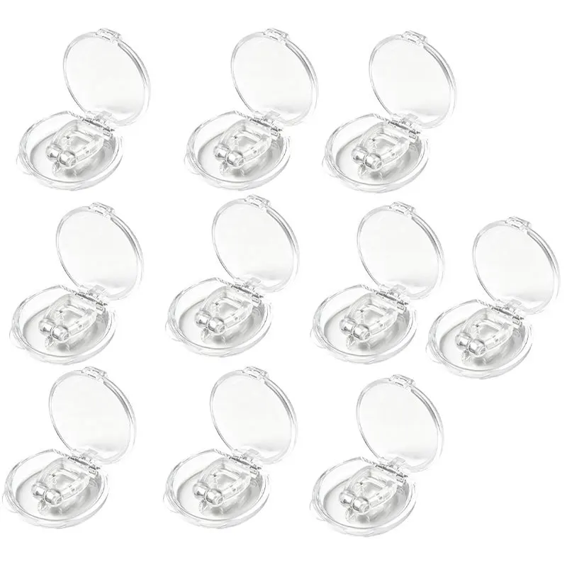 10Pcs Unisex Magnetic Nose Clip Set Lightweight Portable Comfort Fit Easy Wear Individual Storage Box for Home Use H5913