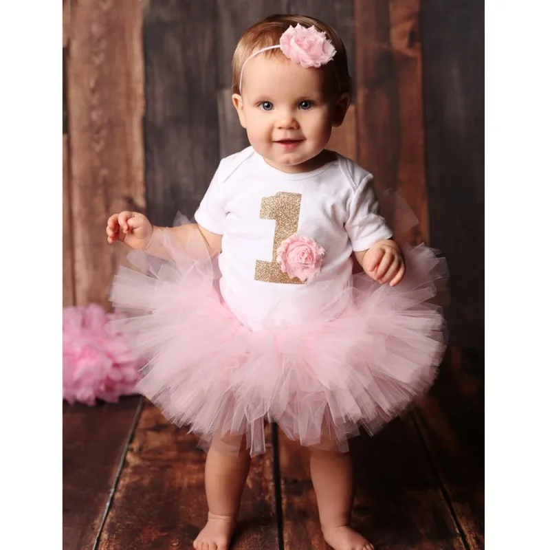 Pink Soft Tulle Tutu Skirt Outfit for Baby Girls, Birthday Party Dress for One-Year-Old Babies, Tutu Dress for Infant Portrait