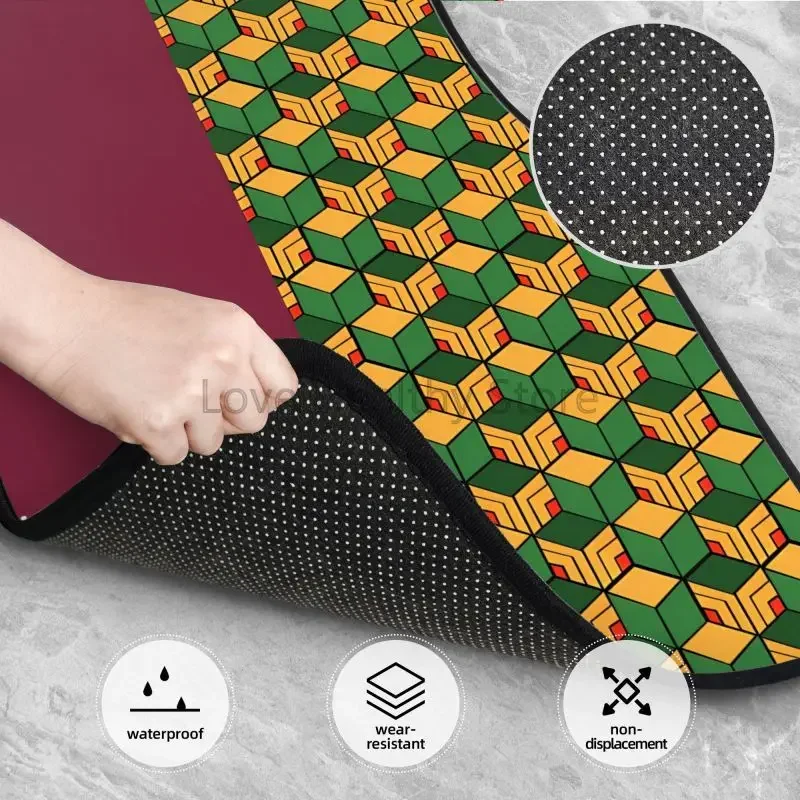 أنيمي شيطان القاتل Tomioka Giyu الحصير سيارة مجموعة من 4 قطعة السجاد السجاد العالمي عدم الانزلاق القدم الحصير السيارات الداخلية حامي