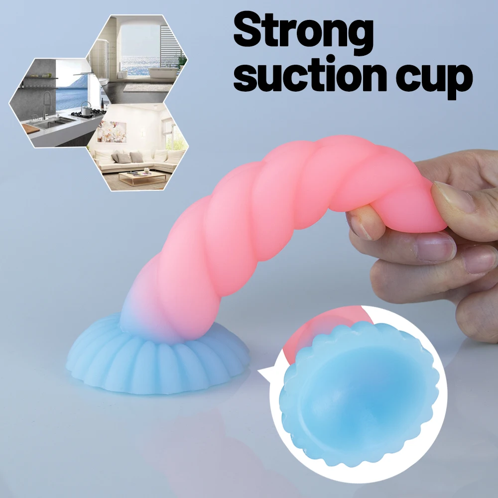 Glow in Dark Liquid Silicone Realistic Dildo Anal Butt Plug Strong Suction Cup Hands Free G Spot Massager - view 2