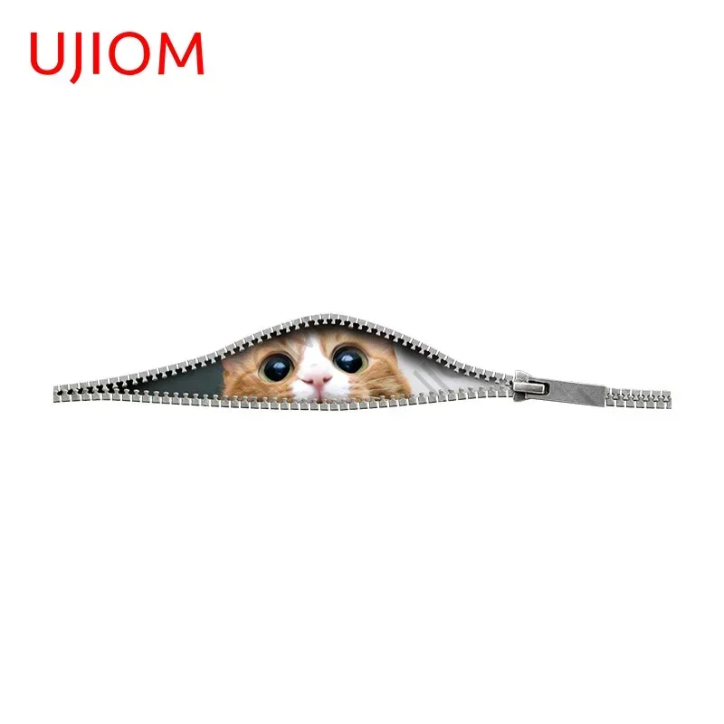 UJIOM 13cm Cat Realistic Zipper Wall Stickers Cartoon Tear Vinyl Kids Room commodes Decal Baby Nursery Cozinha Decorations