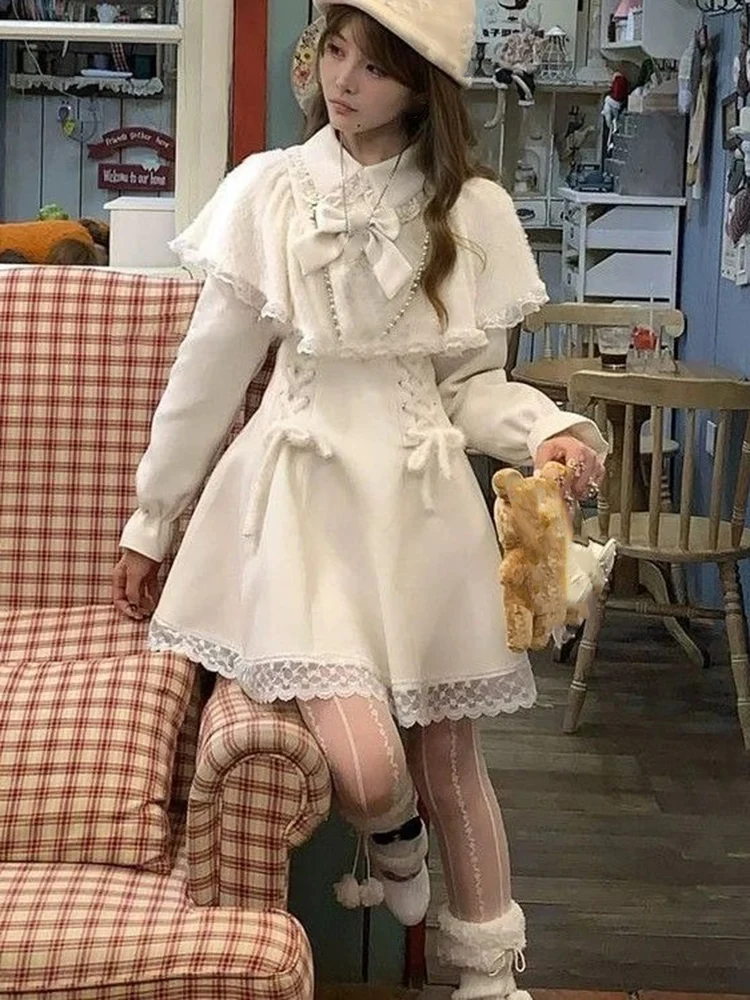 

2026 Американские винтажные костюмы Ретро наряды Корейская мода Комплекты из 2 предметов Женские пальто Y2k Накидка + мини-юбки Комбинезоны Harajuku