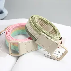 Nylon Canvas Women's Student Non Punching Elastic Stripe Belt Korean Fashion Casual Trend Denim Work Pants Belt