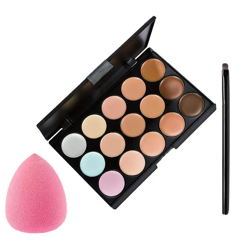 Concealer Palette 15 Colors Pure Full Coverage Cosmetics Cream Makeup Kit 15 Color Ultra Contours Kit-face Contouring And 1