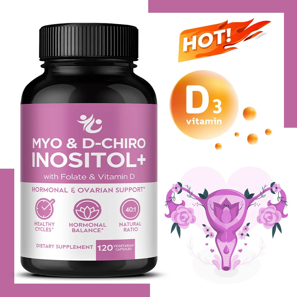 Myo-Inositol & D-Chiro Inositol Supplement for Women | Plus Folate, Vitamin D, Support Healthy Hormonal Balance, Regular Cycles