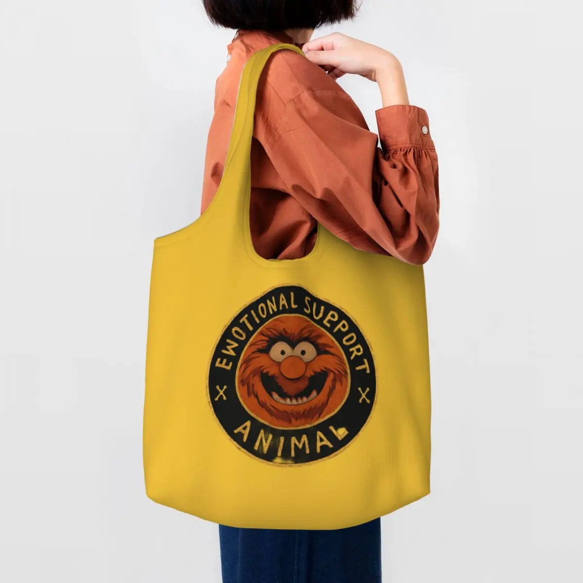 Ewotional Support Animal Badge Large Capacity Canvas Tote Bag Single Shoulder Commute Bag For Women Eco-Friendly Shopping Bag