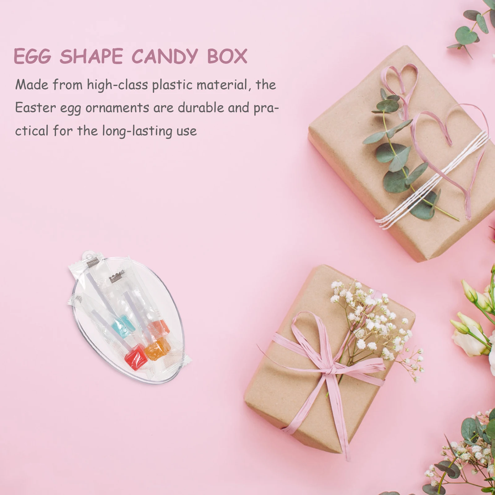 

6Pcs Easter Candy Boxes Egg Shape Clear Plastic Fillable Candy Holder Reusable Easter Party Supply Gift Box Egg Shape Box