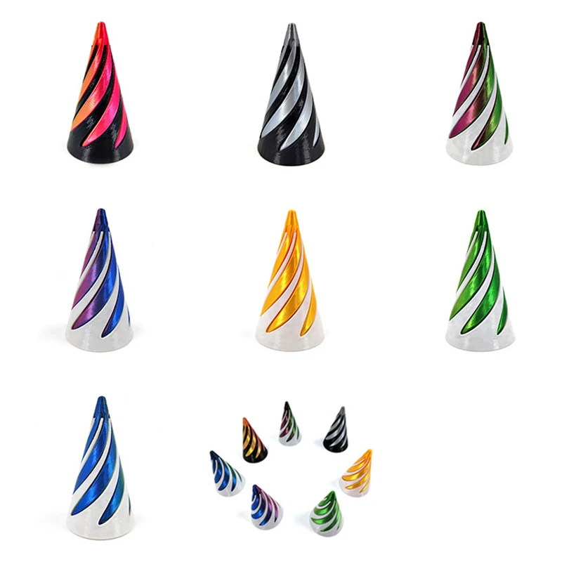 3D Printed Spiral Cone Toy Mini Vortex Thread Illusion Two-Color Vortex Decompression Toy 3D Structure Spiral Instrument Toys