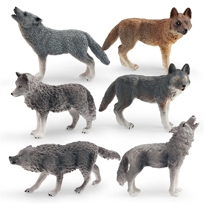 Animal World Roaring Wolf Little Grey Wolf Arctic Wolf Children's Cognitive Model Static Toys Gifts for Boys and Girls