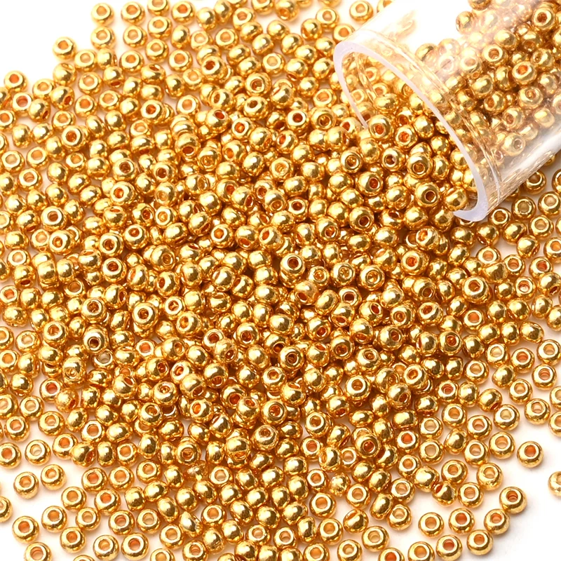 12 Gramm/Röhre, 2 mm, metallische Rocailles, japanische runde Glas-Rocailles für DIY-Handarbeit, Kleid, Schmuck, Nähen, 1200 Stück