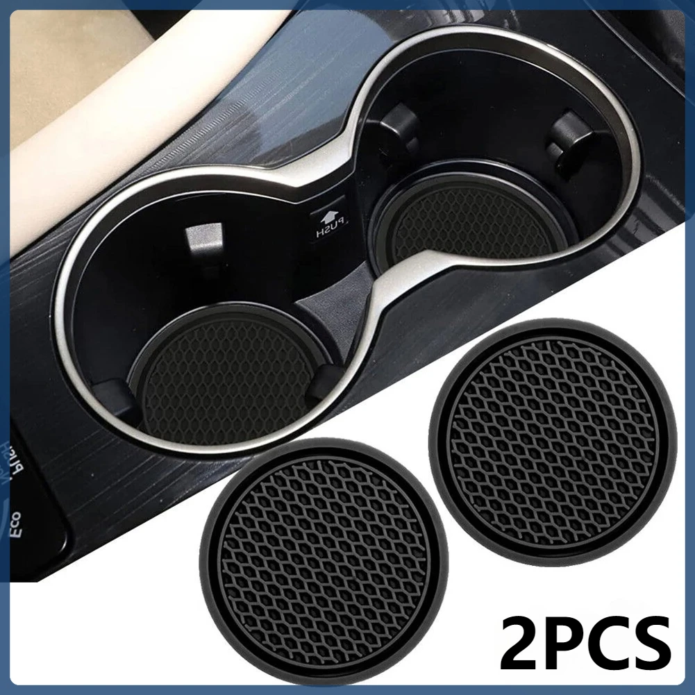 2 قطعة حامل أكواب السيارات باللون الأسود مضاد للانزلاق إدراج الوقايات منصات الملحقات الداخلية العالمي يناسب معظم الأكواب