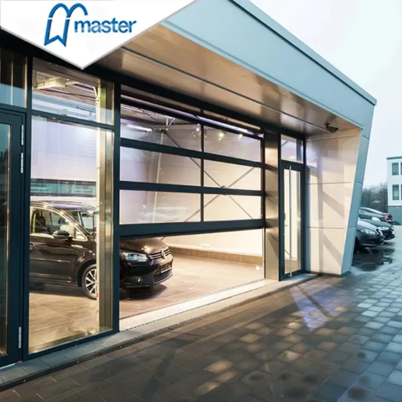 Custom Double Garage Doors Modern Commercial Insulated Tempered Glass Panel Automatic Aluminum Garage Door for Business Use