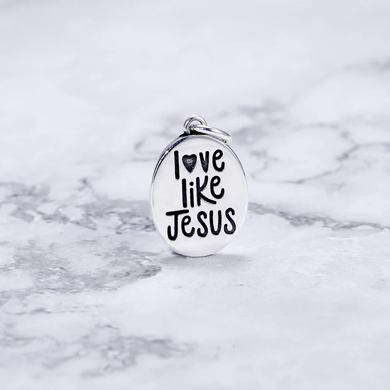 

Подвеска из стерлингового серебра S925 с надписью «Любовь как у Иисуса», романтический и милый подарок для девочек, подарок на День святого Валентина, подарок на День матери.