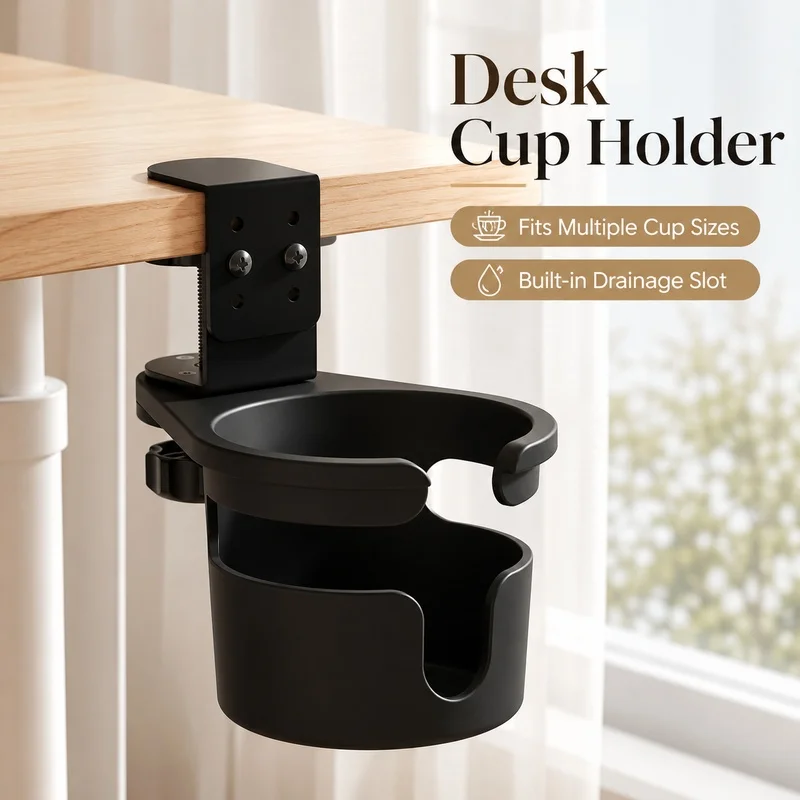 New Rotating Water Cup Holder for Desktop Office Drink Cup Table Coffee Storage Rack Mounts Stand Prevent Tipping Over Water Mug