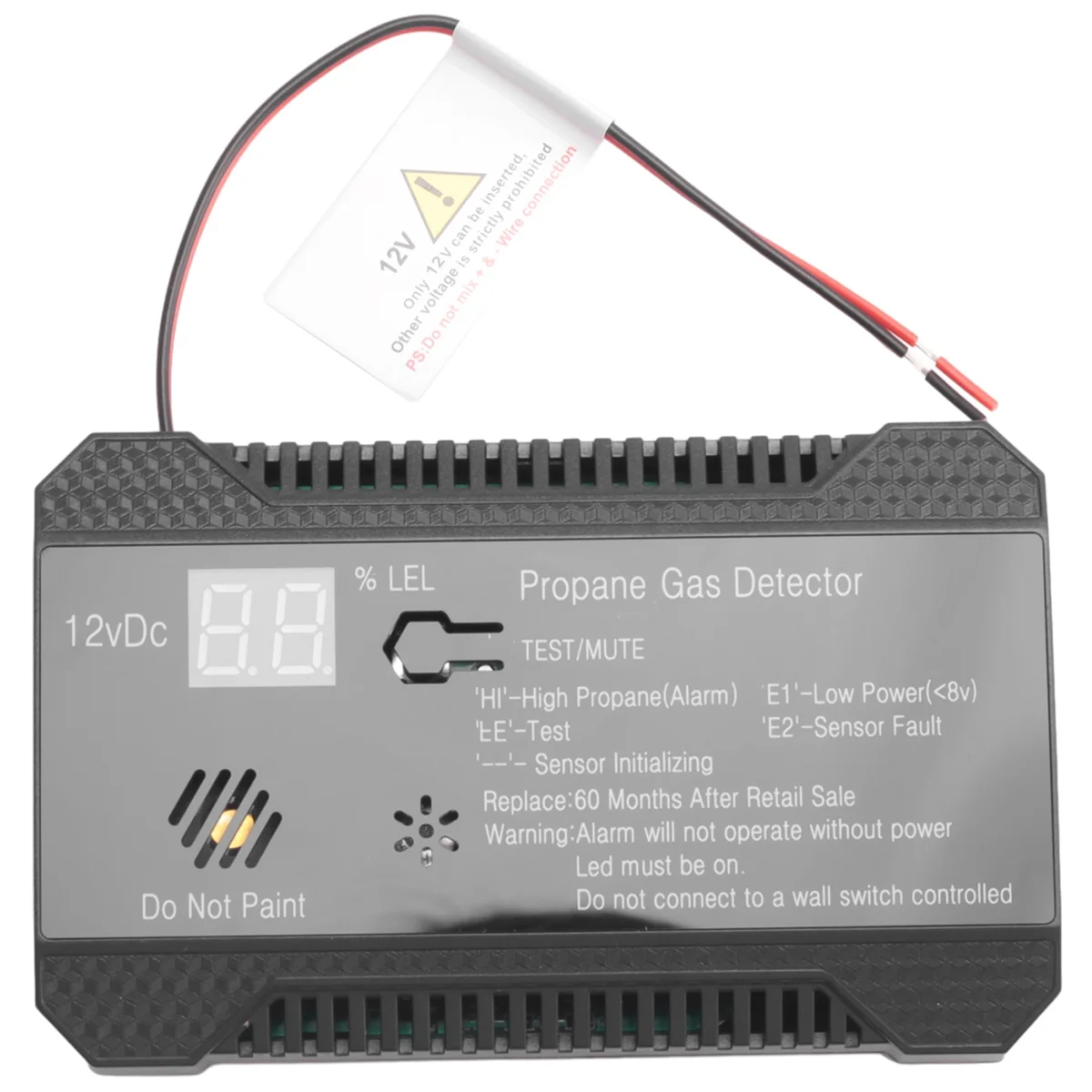 Détecteur de Propane 12V GPL, Capteur de Gaz Naturel, Alarme de Fuite, Sirène 85DB pour Voiture, Compteur Numérique de Propane (Noir)