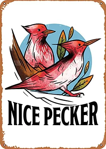 Nice Pecker Woodpecker Vintage Look Metal Sign Patent Art Prints Retro Gift 8x12 Inch