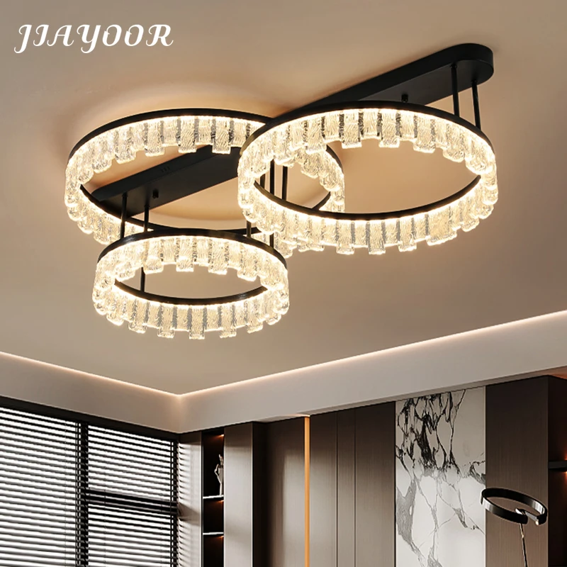 Nordic Light Luxury Home Decor Living Room LED Ceiling Light Dimmable Italian Luxury Ice Crack Simple Atmosphere Main Lamp