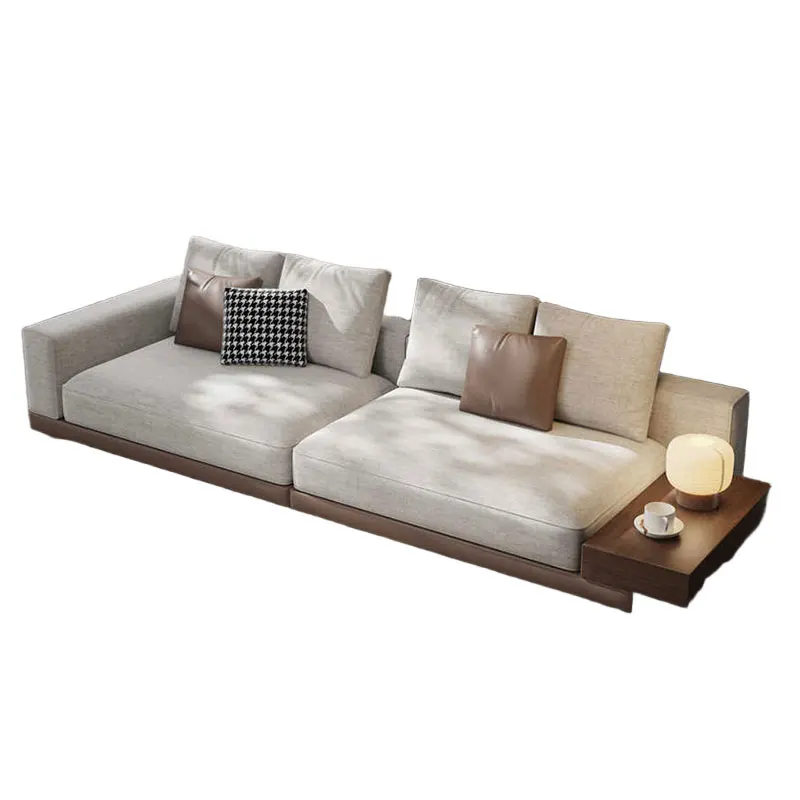 

Wabi-sabi style sofa Modern minimalist living room with small space straight triple sofa.