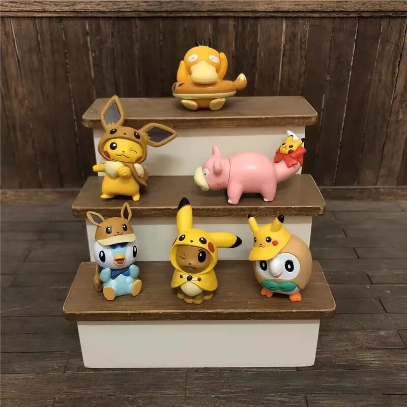 

6Pcs/Set Pokemon Monster Anime Figure Capsule Toy Egg Dolls Pikachu Piplup Psyduck Slowbro Owl Eevee Cute Model Children Gift