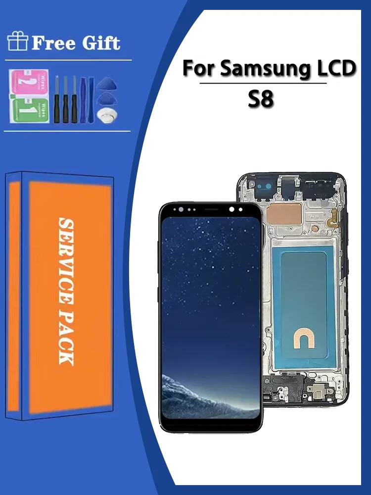 Wysokiej jakości wyświetlacz S8 z ramką do SAMSUNG S8 G950F G950FD G9500 G950U, ekran LCD, digitizer dotykowy, zamiennik. — zdjęcie produktu 7