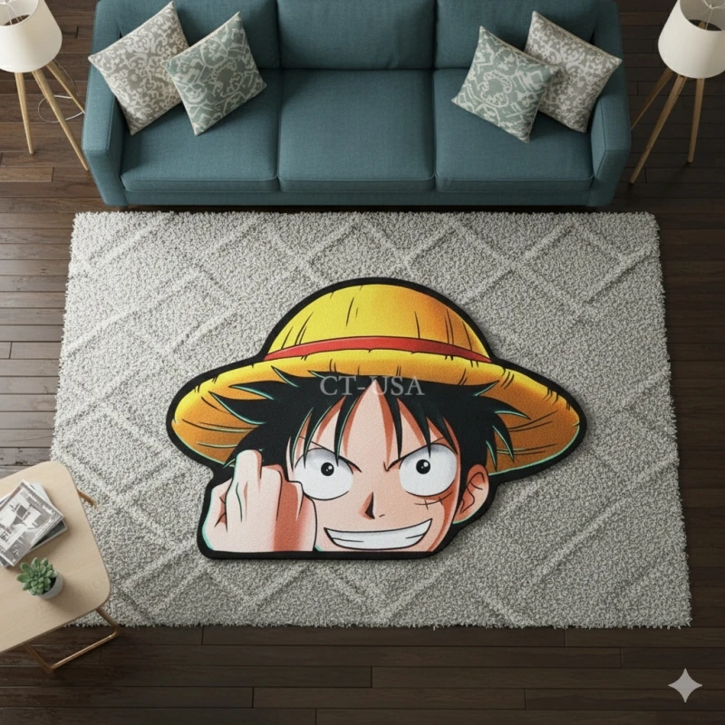 

One Piece Luffy Shaped Carpet Anime Decorative Rug Soft Floor Mat for Living Room Bedroom Home Decor Great Gift for Fans