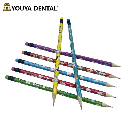 Imagen 1 del producto 50 unids/bolsa lindo lápiz con patrón de dientes de dibujos animados, recuerdo de regalo para uso en Hospital de clínica Dental, estudio de Hospital y suministros de oficina