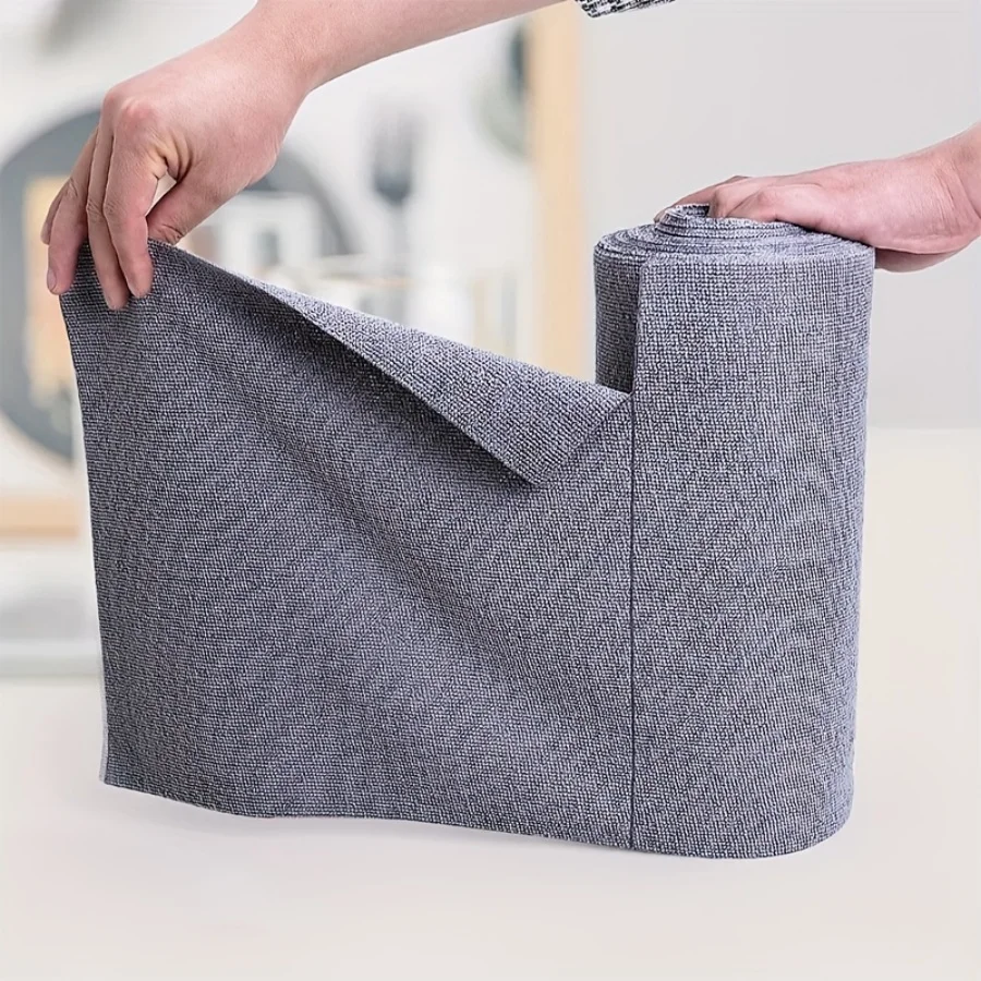 1 Roll(20pcs) 25x25CM Disposable Dish Rag, Microfiber Towel Roll, Hand Tear Cleaning Towel, Reusable Washable Microfiber Towel