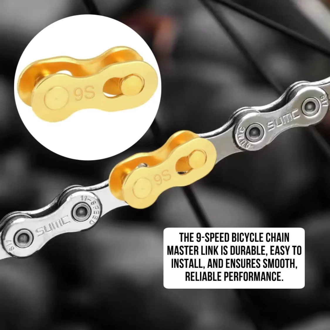 

10 pairs Bicycle Missing Link for Bike Professional Reusable Chains - Fit, Golden Magic Buttons for 6-12 Speed MTB & Road Bikes